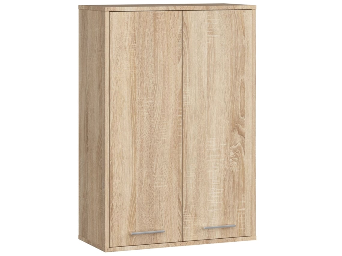 Armario De Baño Colgante Fin 64 Cm, Blanco Y Roble Sonoma