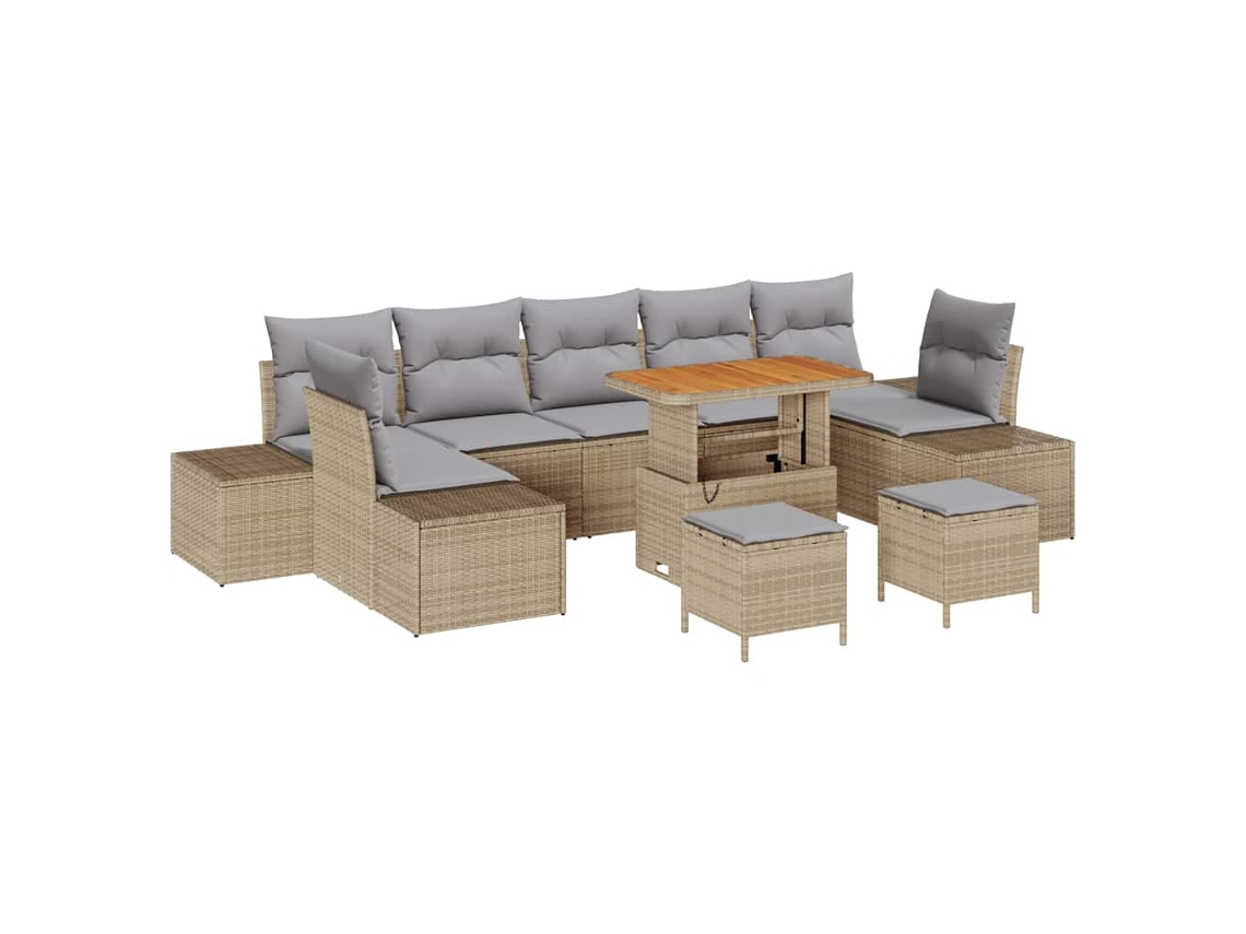 Maison Exclusive - Conjunto De Sofás De Jardín Con Cojín 10 Pcs Beige Poliratán