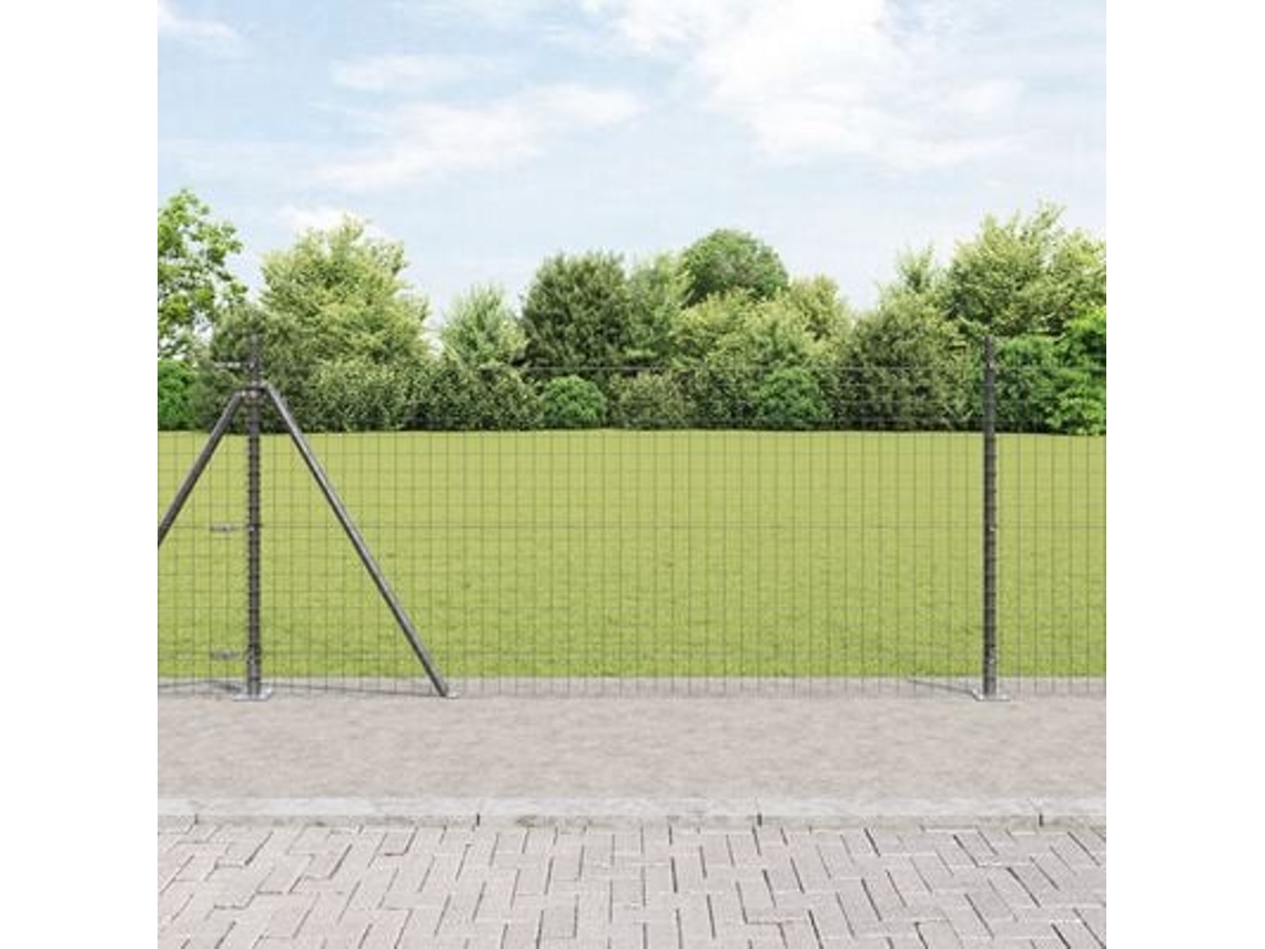 Postes de cerca con placas base (7 piezas, Ø32 mm, 90 cm, acero galvanizado, WSD826175) Lovely Home