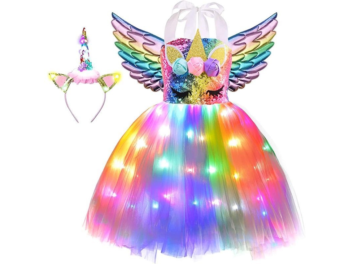 Disfraz De Unicornio Con Luces Led, Vestido Tutú, Regalo De Cumpleaños Para Fiesta De Halloween.