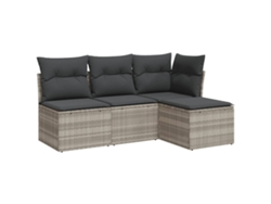 Maison Exclusive - Set De Sofás De Jardín 4 Pzas Y Cojines Ratán Sintético Gris