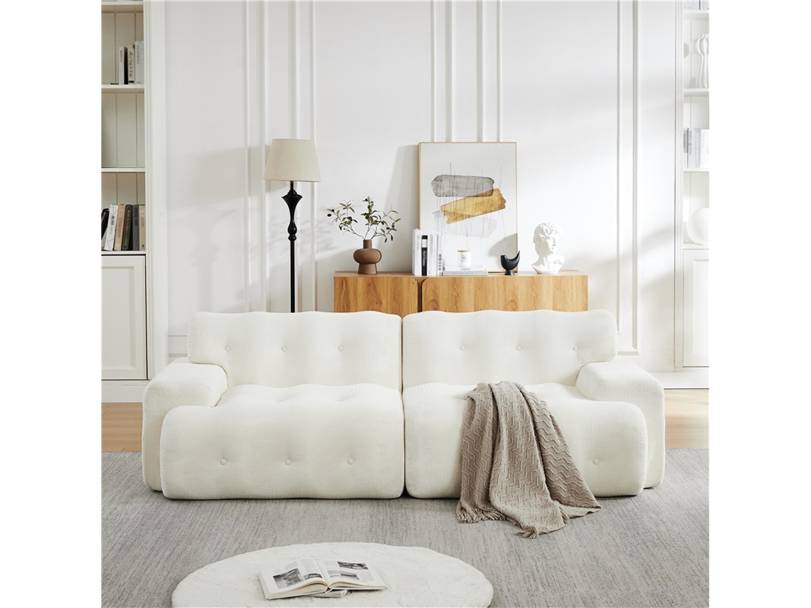 Sofá Cloud Curvo 2 Plazas Con Reposabrazos Beige