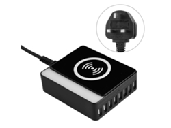 Cargador (carga Usb De 8 Puertos, Carga Inalámbrica) Cargador 2 En 1 De 60w Con 8 Puertos Usb + Inalámbrico Mt-08w (enchufe Uk)
