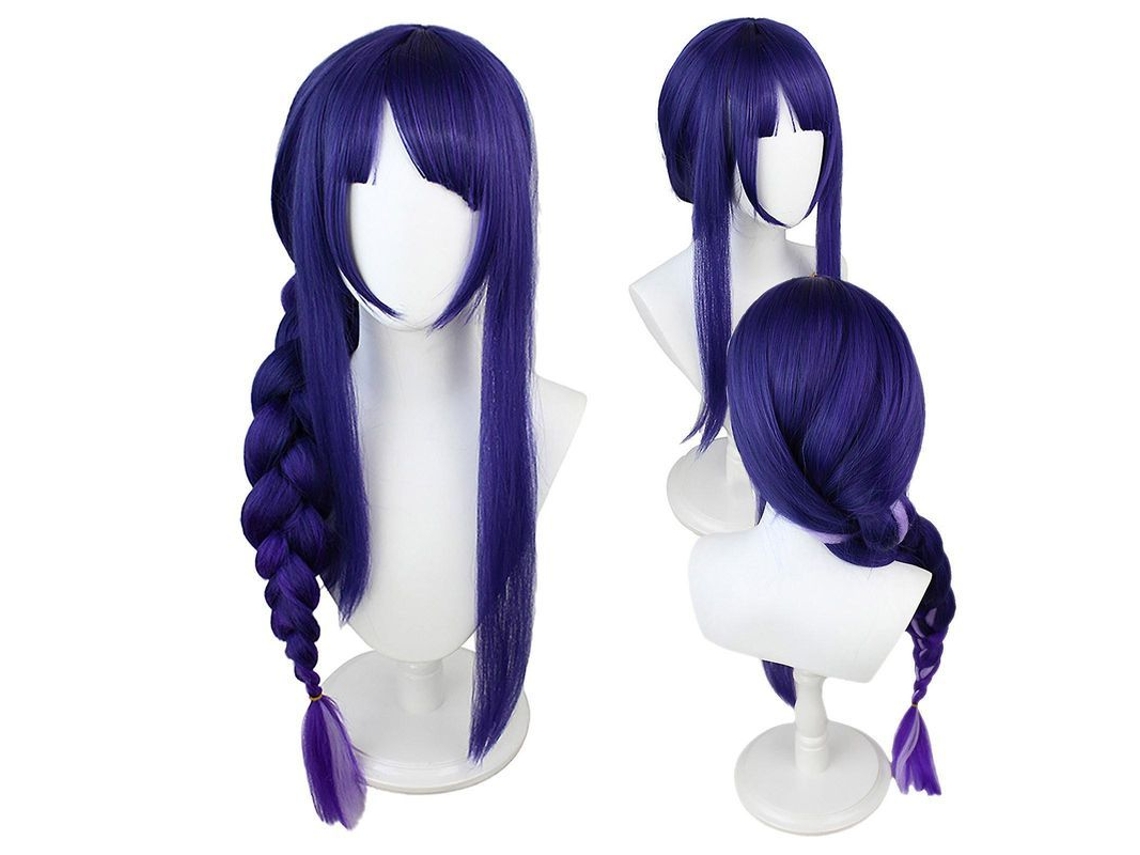 2026-peluca Morada 90cm Con Trenza Y Gorro Para Cosplay, Fibra De Alta Temperatura Con Red De Pelo