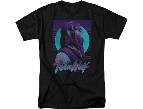 Camiseta Unisexo DEEPSTONE Neon Headphones Teen Wolf Negro (S)