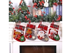 Medias Navideñas, 4 Piezas de Medias Colgantes, Medias Navideñas con Renos, Muñecos de Nieve, Regalos y Dulces RNEMITERY