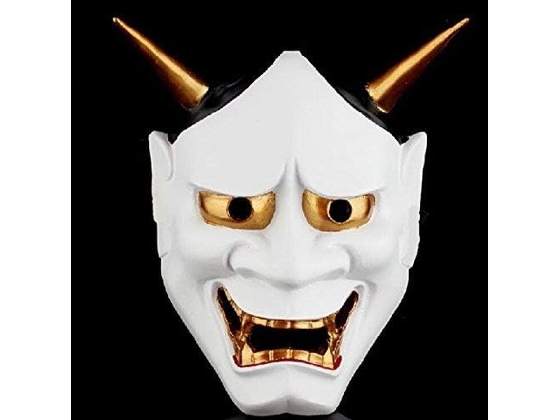Máscara Japonesa De Prajna Ryel Para Decoración De Fiestas De Halloween Con Cuernos De Toro.