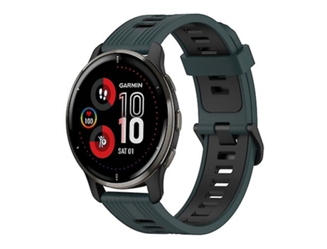 Correa Para Garmin Venu 2 Plus 20 Mm Patrón Vertical Banda De Reloj De Silicona Verde Oliva De Dos Colores - Negro VENISYMLIS