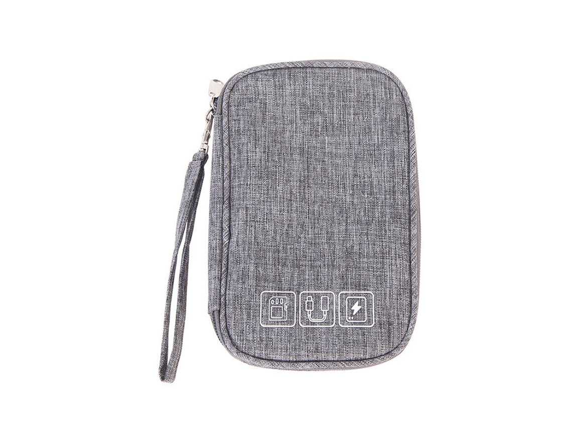 Mochila Organizadora Multifuncional Para Accesorios Electrónicos: Cables De Datos, Batería Externa Y Auriculares - Gris Claro