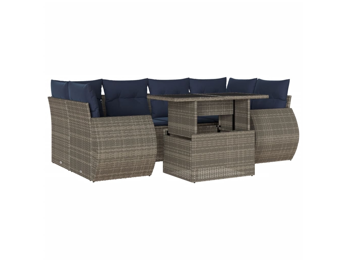 Maison Exclusive - Conjunto De Sofá De Jardín De 7 Piezas Con Cojines, Poliratán Gris