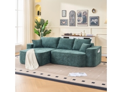 Sofá esquinero de 4 plazas, chaise longue de 262 cm, asiento profundo XXL, modular verde Mobrio