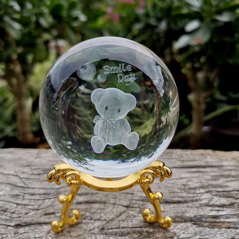 (estilo 33 60 Mm) Bola De Cristal De 60 Mm, Esfera De Vidrio Tallada En 3d, Pisapapeles Con Base.