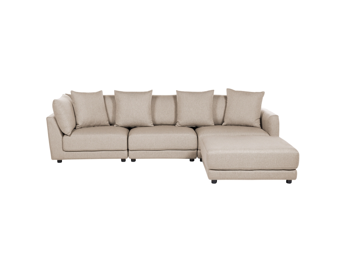 Sofá con reposapiés BELIANI Sigtuna de Poliéster Beige 300x102x86