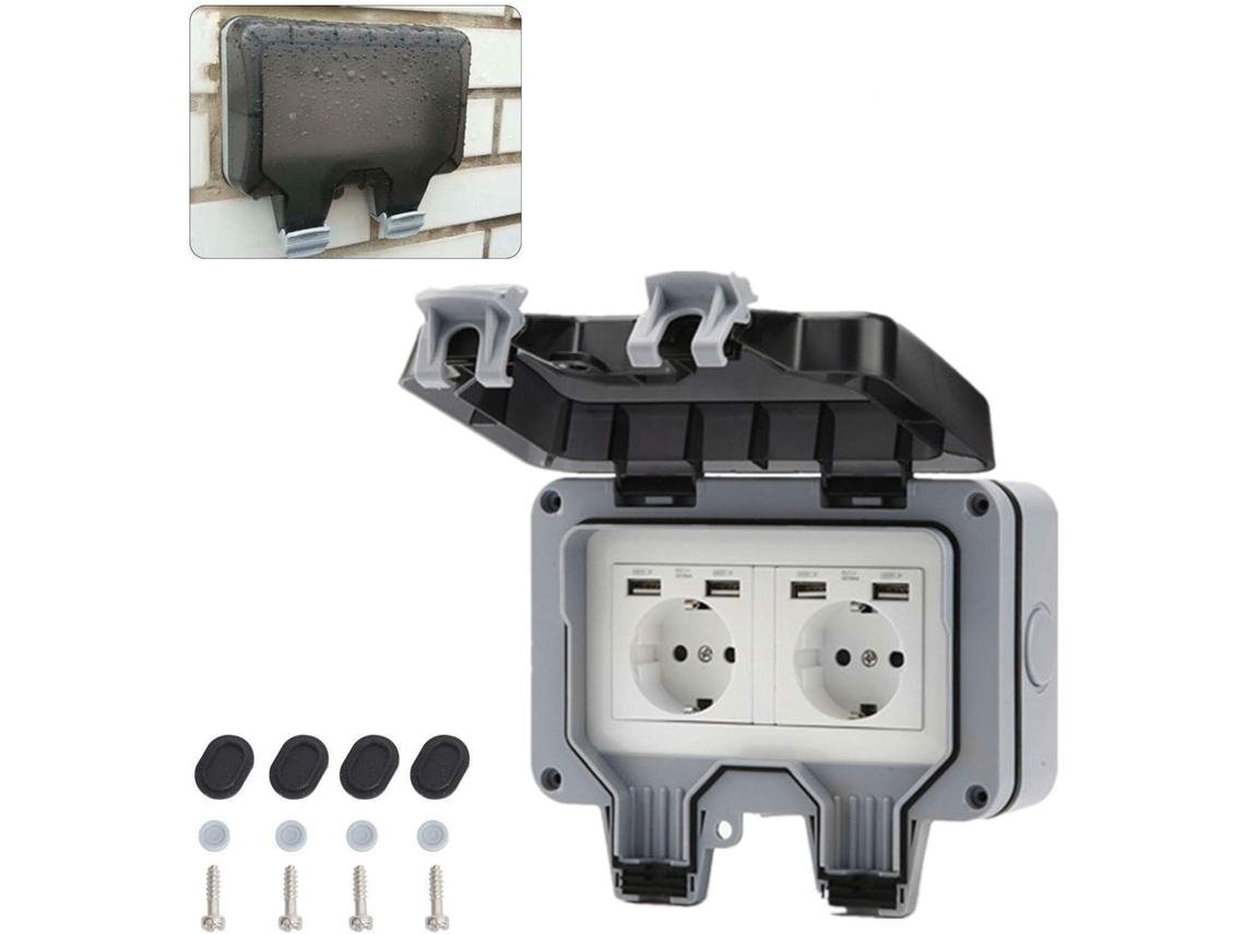 Placa De Alimentação Dupla Com Classificação De Resistência À Água Ip66 E Conector Usb.