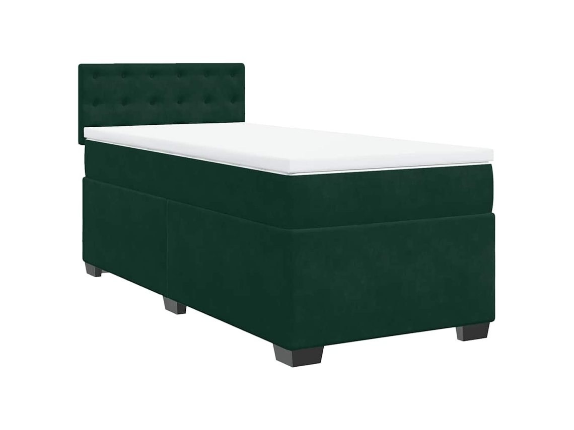 Maison Exclusive - Cama Box Spring Con Colchón Terciopelo Verde Oscuro 100x200 Cm