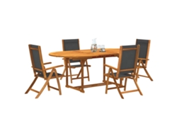 Juego de comedor de jardín de 5 piezas de acacia maciza y textilene Dkd Home Decor