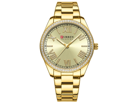 Relojes de mujer Relojes de moda para mujer Correa de acero inoxidable Reloj de cuarzo resistente al agua para mujer-Dorado LUUCOZK