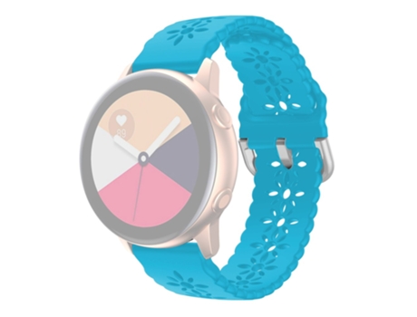 Correa de Silicona flor de ciruelo 20mm ahuecado para Samsung Galaxy Watch4 40mm/44mm/Watch4 Classic 42mm/Garmin Venu 2 Plus - azul luminoso