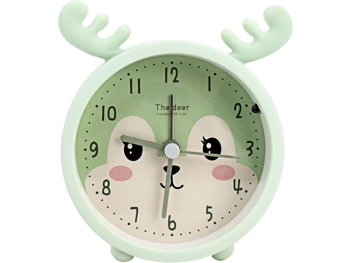 2026-reloj Despertador Para Niños Animalito Lindo Silencioso Con Luz Nocturna Silicona Ciervo Azul