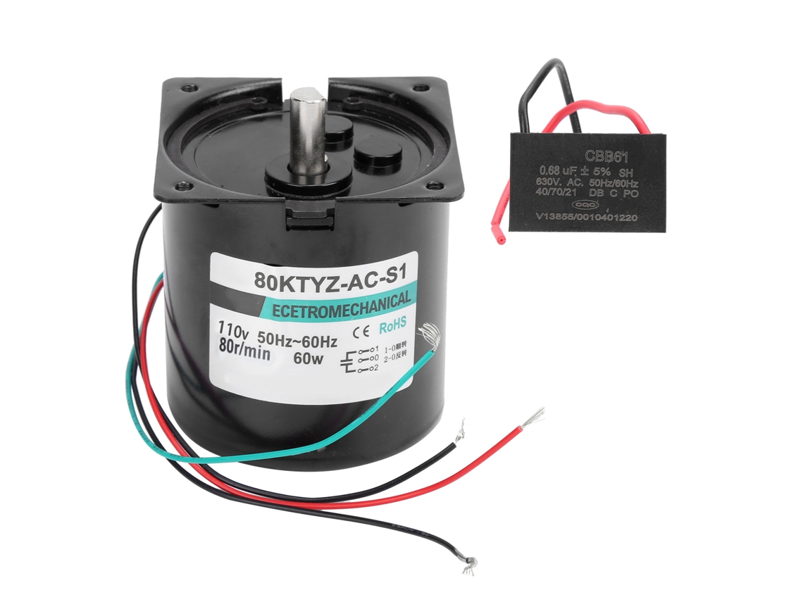 Motor síncrono de imán permanente de CA de baja velocidad, 60 W, 80 rpm, 110 V, para micromáquinas