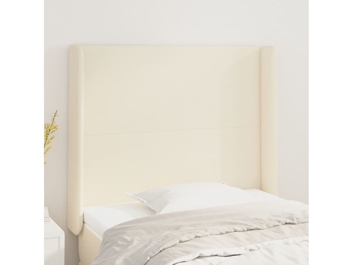 vidaXL Cabecero con orejas cuero sintético crema 83x16x118/128cm