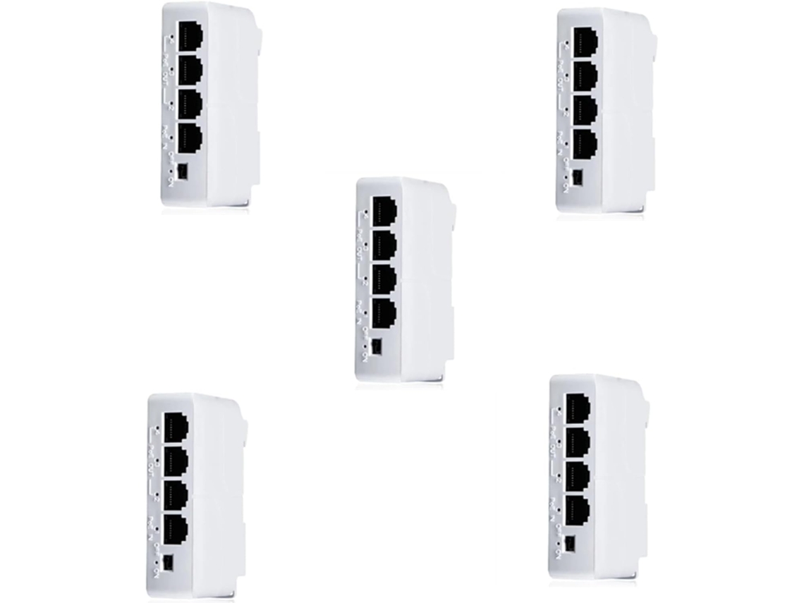 Lote De 5 Cables De Extensión Poe Pasivos De 4 Puertos (de 1 A 3 Puertos) Ieee802 3af 100 Mbps