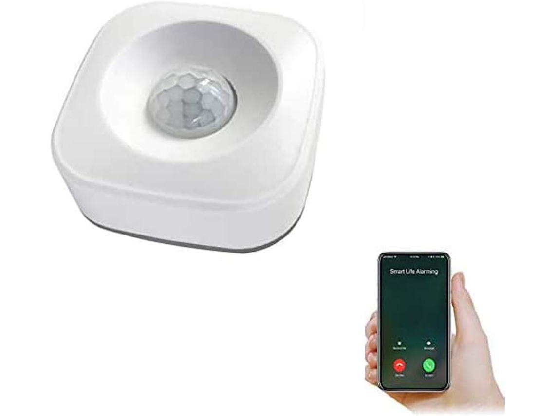 Sensor de movimiento Wi-Fi para domótica, notificaciones en tiempo real y detección por infrarrojos, bajo consumo y fácil instalación.