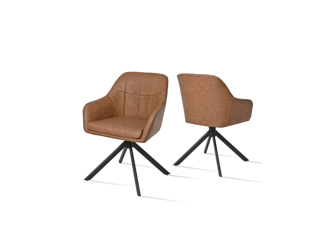 Sillas De Comedor Goeurvant 1437(pack De 2, Marrón, Cuero Pu)