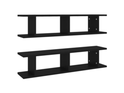 Juego de 2 estantes de pared de contrachapado negro MAISON EXCLUSIVE (90x18x20 cm)
