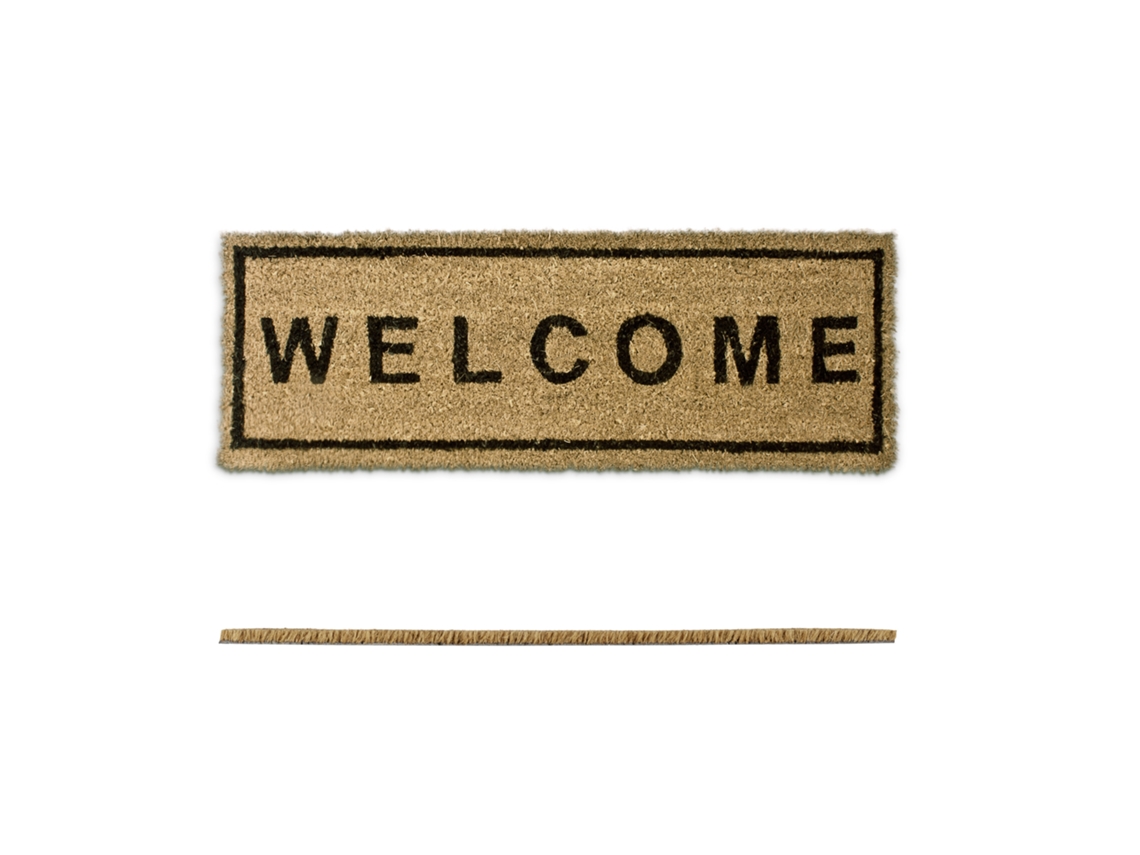 Relaxdays Felpudo “welcome”, Alfombrilla Entrada De Coco Y Pvc, Alfombra 75 X 25 Cm Antideslizante, Color Natural