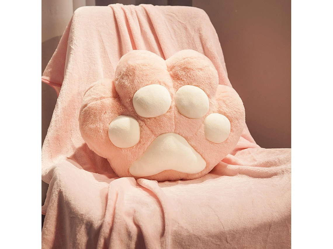 Aquecedor De Mãos Digitallab Almohada De Peluche Con Forma De Pata De Gato Y Manta De 1,7 M (rosa)