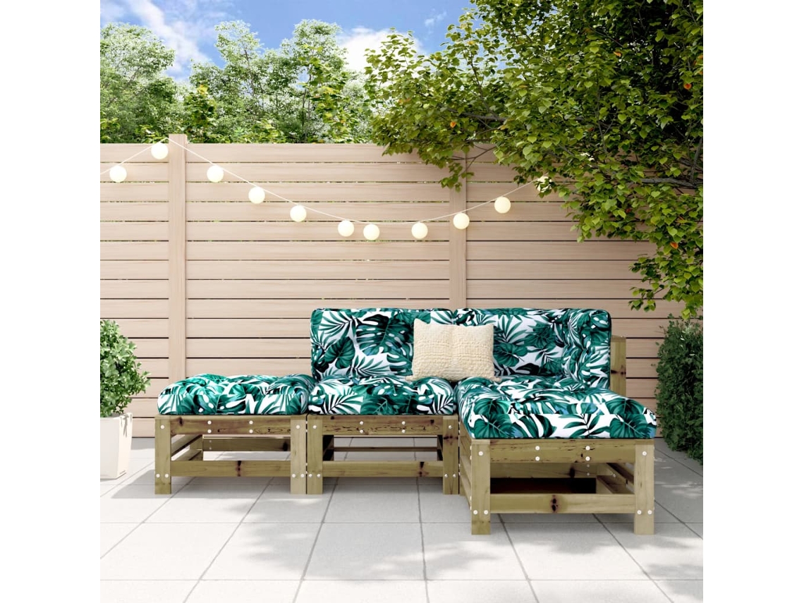 Conjunto de salón de jardín de 4 piezas en madera de pino impregnada Dkd Home Decor