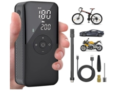 Inflador de neumáticos portátil, bomba de carga inteligente inalámbrica de 150 psi con pantalla LED, 3 adaptadores de boquilla, color negro Gusshious