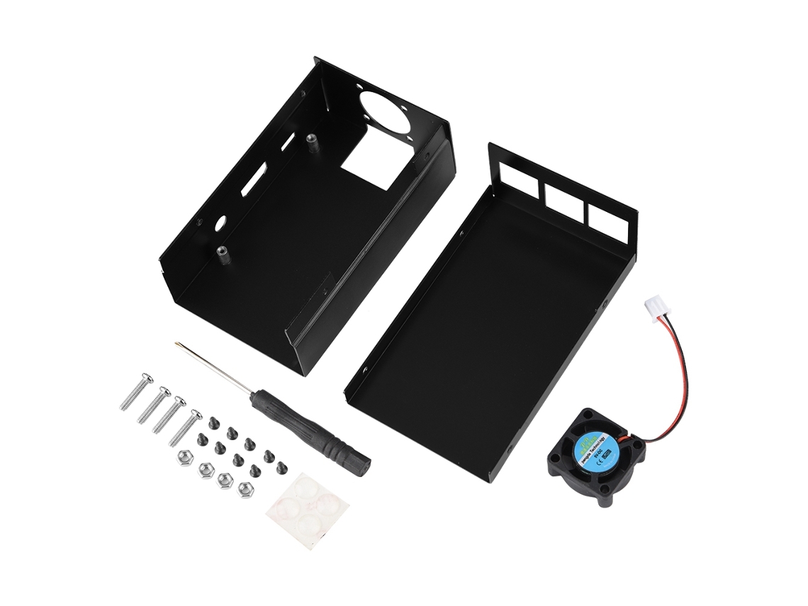 Caja De Aleación De Aluminio Con Ventilador De Refrigeración Para Raspberry Pi 3/2/b+ Negro