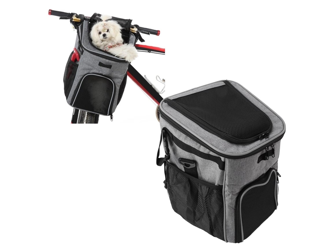 Cesta de bicicleta para perros, impermeable, para transportar bicicletas de mascotas, mochila frontal extraíble con bolsillos laterales, Bols USHION