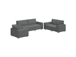 Sofá 3 Pcs Gris Oscuro 220 X 80 X 84 Cm Tejido Mezcla De Lino