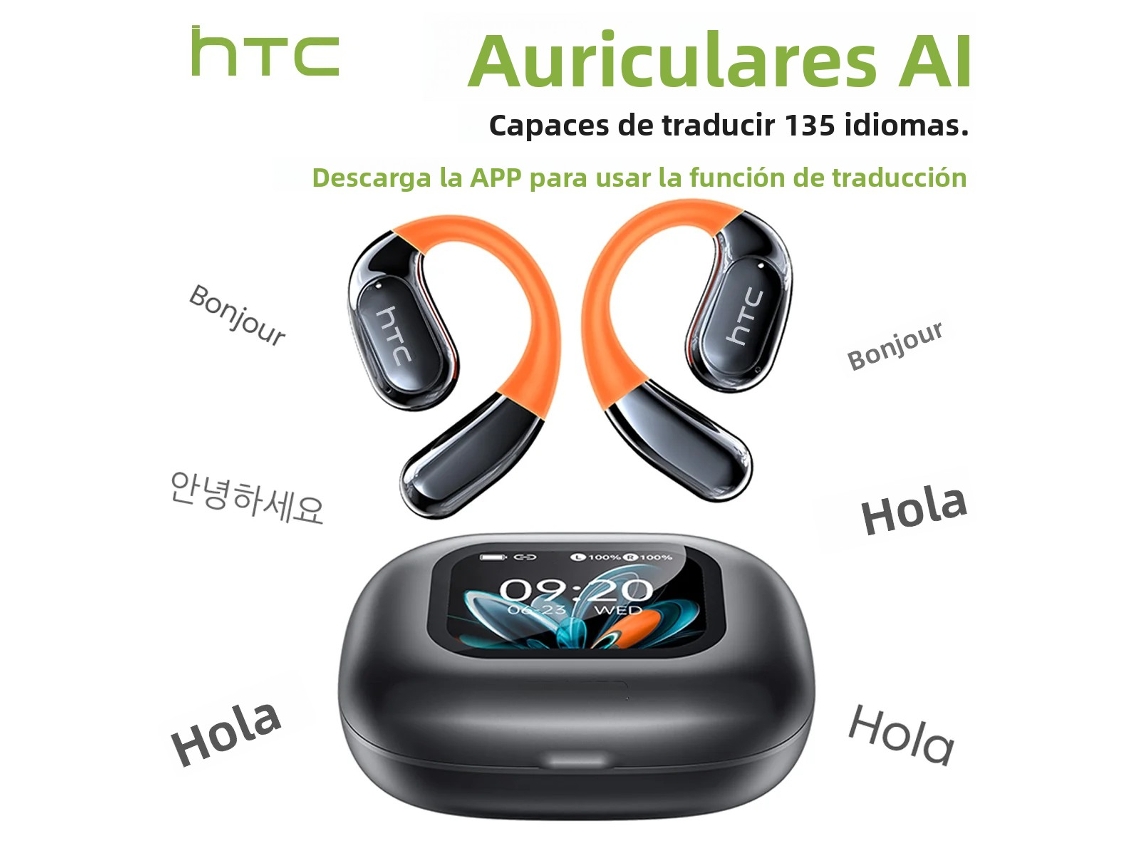Auriculares Deportivos Inalámbricos Bluetooth V5.4 Ows Con Pantalla Táctil Lcd Y Traductor De Ia, Ajuste Abierto