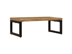 Mesa De Centro Madera Maciza De Mango Y Acero 100x50x35 Cm