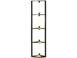 Lámpara De Pie Para Salón, Con 4 Estantes Esquineros, Luz Led Regulable, 41x29,5x163,5cm, Color Negro