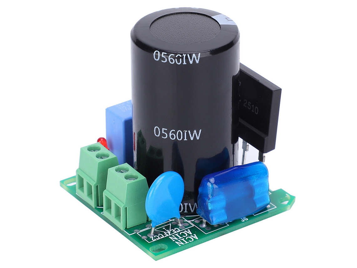 Módulo rectificador de 5A 470uF, entrada AC220V, salida 0-300VDC, múltiples protecciones.