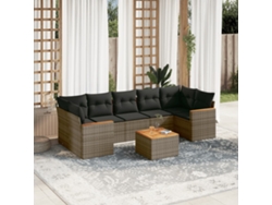 Conjunto de sofás de jardín de 8 piezas DKD Home Decor con cojines de mimbre gris