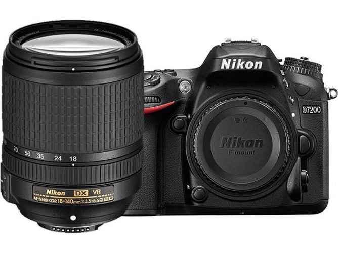 Kit Cámara Réflex NIKON D7200 + AF-S DX NIKKOR 18-140mm (Negro - 24.2 MP - Sensor: DX - ISO: 100 a 25600)