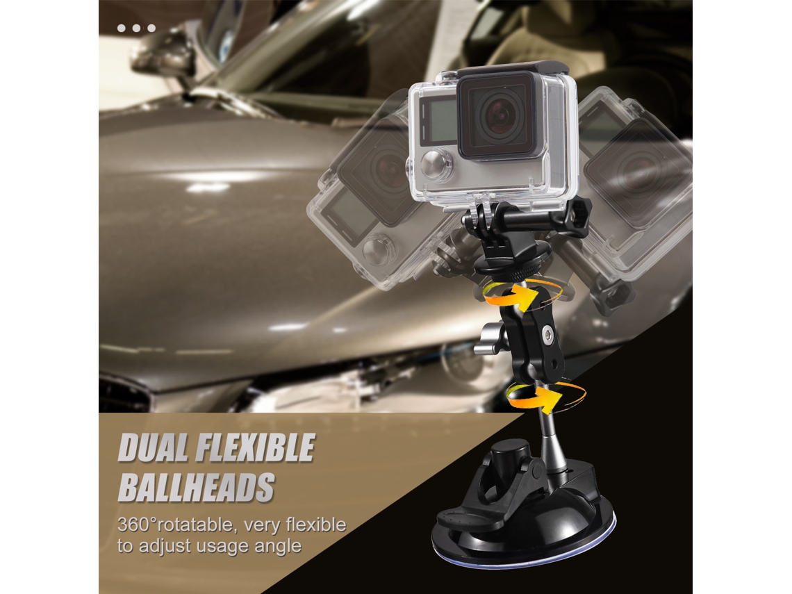 Soporte De Ventosa Para Coche: Montaje De Ventosa Para Gopro, Teléfono Y Cámara - Versatile Y Resistente