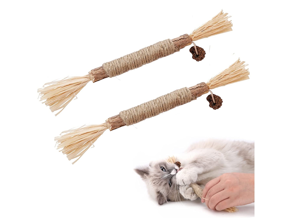 2 juguetes masticables para gatos para limpiar los dientes