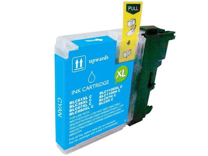 Bulk BROTHER Lc980Xl/Lc1100Xl/Lc985Xl Cyan Cartucho de Tinta Generico Reemplaza Lc980C/Lc1100C/Lc985C