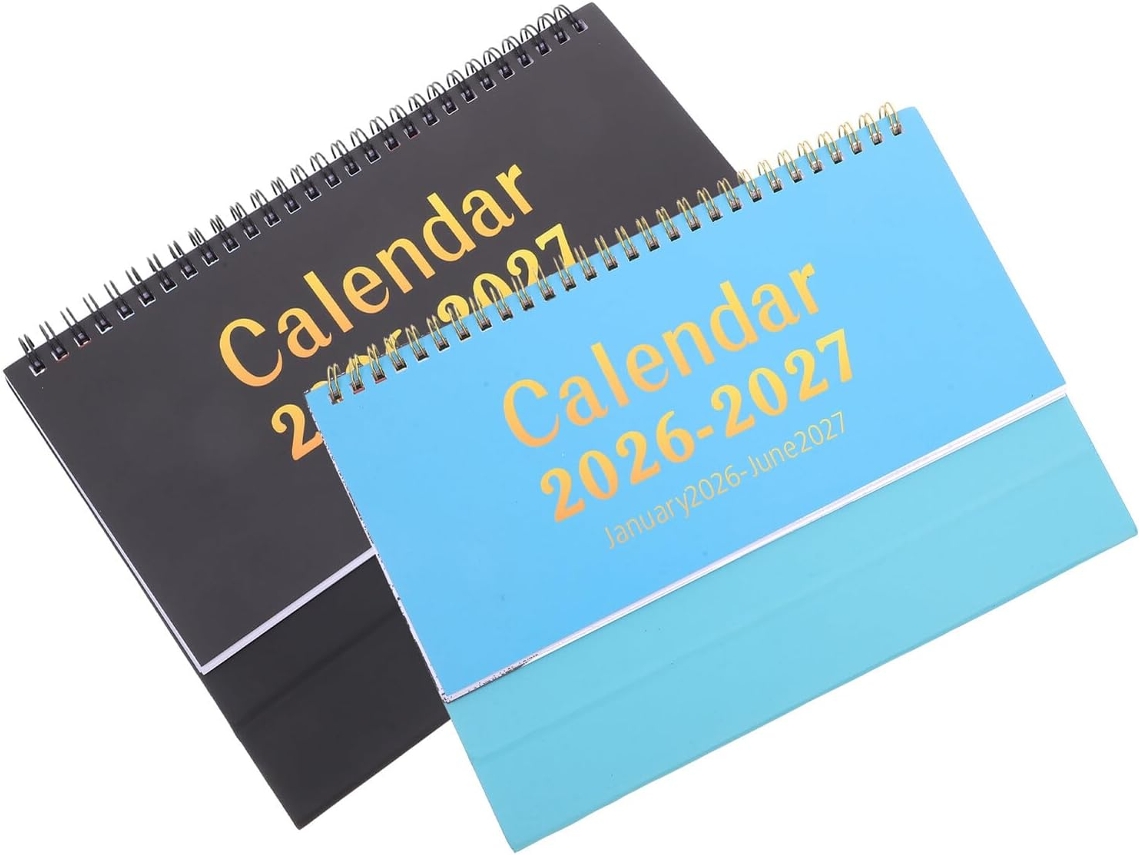 Calendário De Mesa Mensal Pequeno De 2 Peças, Planejador Dobrável Para Organização Anual, Superfície Escrita,
