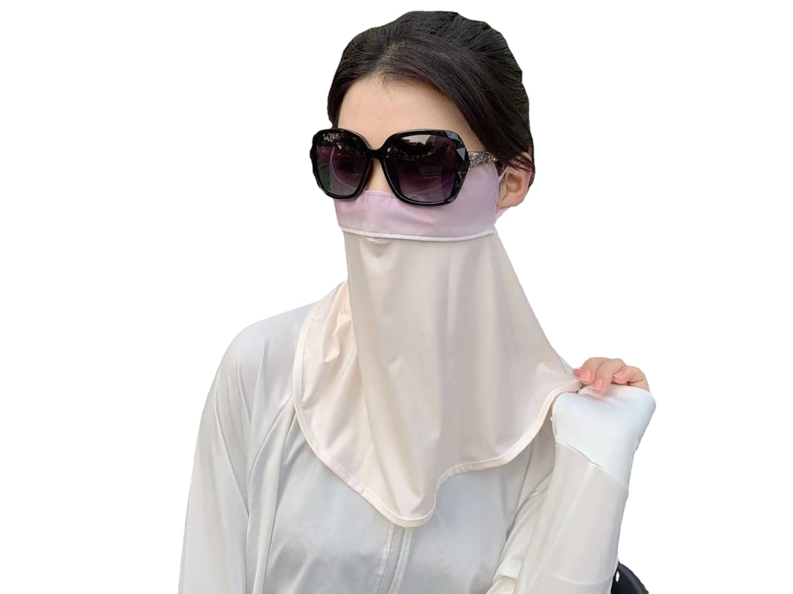 Protetor Facial E Cervical Uv Floss Gelo Respirável Para Verão Com Abertura Nasal Roxo