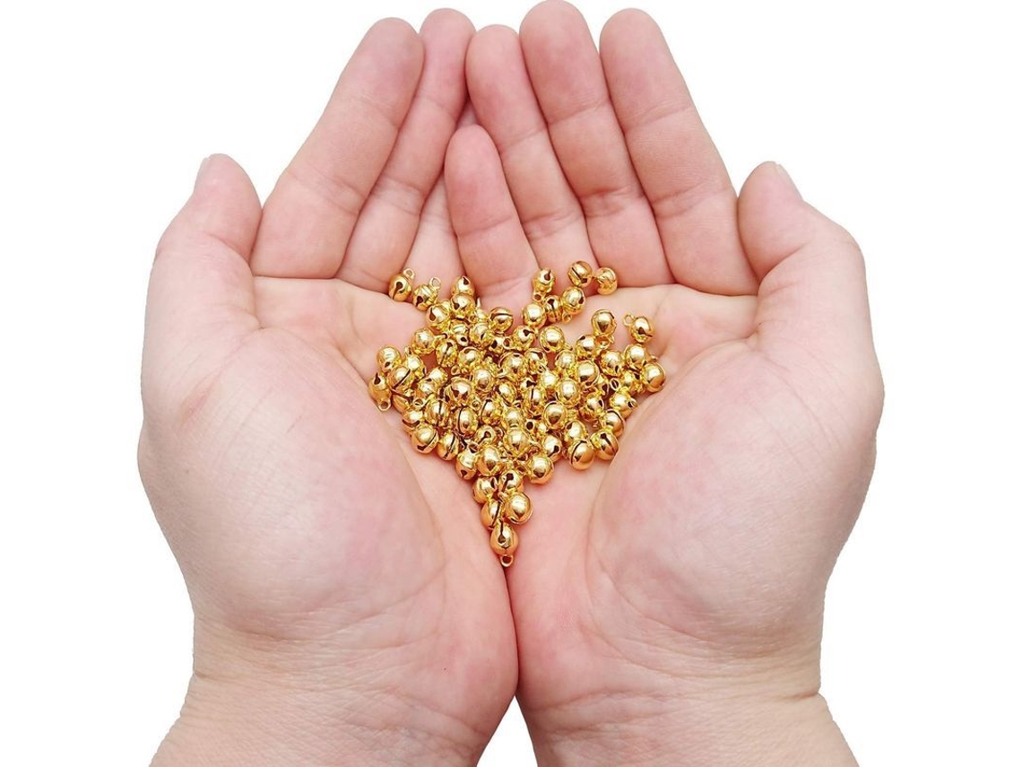 2026altiro-cuentas Doradas En Forma De Campana De 6 Mm Para Manualidades, Pulseras Y Collares, 100 Unidades, Aleación De Metal.