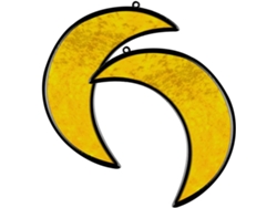 Adorno colgante decorativo de acrílico amarillo, 2 piezas, con cordón, para ventana o pared, que refleja la delicada luz de la luna. GOKOCO