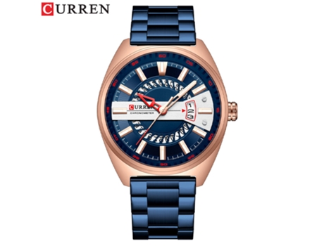 Relojes para hombre, Relojes de pulsera de cuarzo con calendario resistente al agua Reloj de acero inoxidable para hombre-Concha rosa azul LUUCOZK